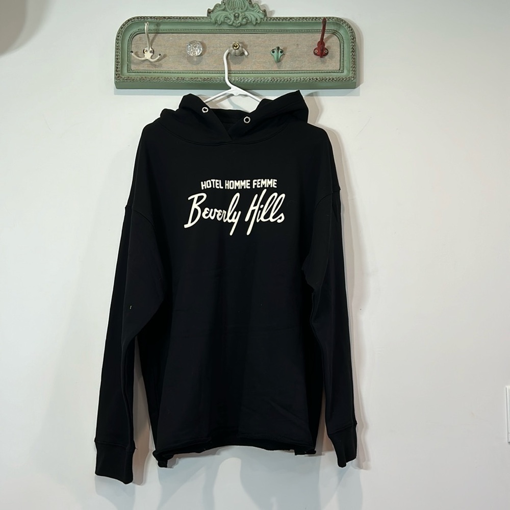 Streetwear hotel homme + femme hooded sweatshirt black white Mens XL new - Picture 1 of 5